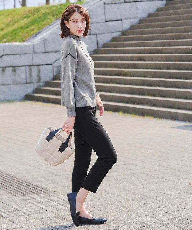 Tiaclasse 【洗える】裏ベロアジョーゼットジョグパンツ ブラック