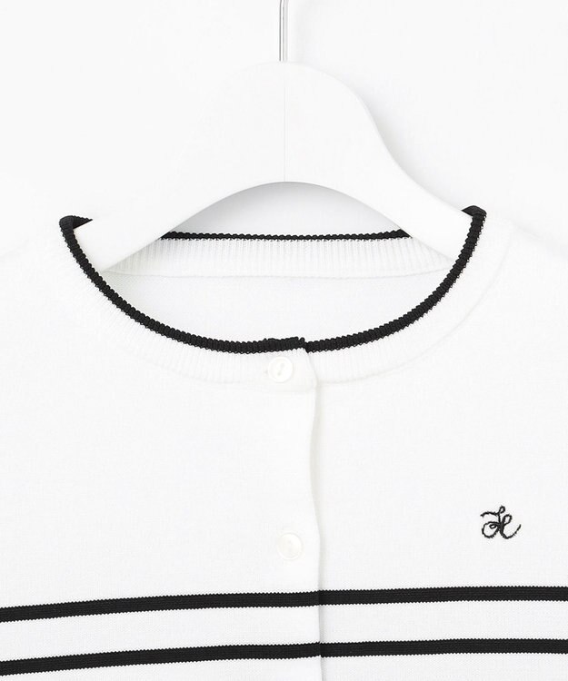 Feroux ロゴ刺繍ニット カーディガン ホワイト系ボーダー