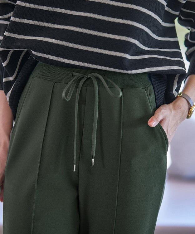 Tiaclasse 【洗える】裏ベロアジョーゼットジョグパンツ カーキ