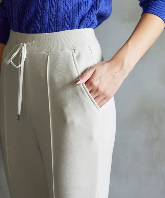 Tiaclasse 【洗える】裏ベロアジョーゼットジョグパンツ オフホワイト