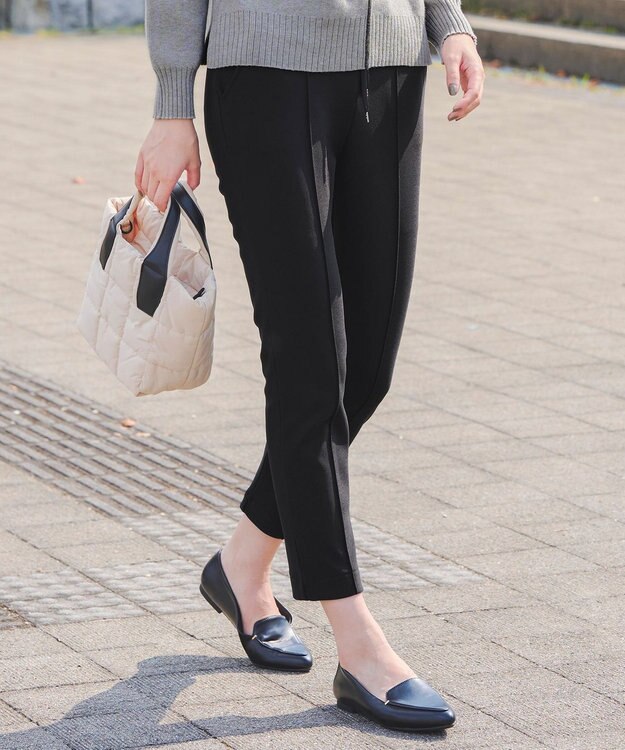 Tiaclasse 【洗える】裏ベロアジョーゼットジョグパンツ ブラック