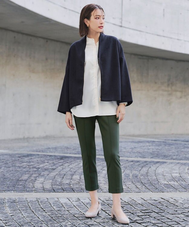 Tiaclasse 【洗える】裏ベロアジョーゼットジョグパンツ カーキ