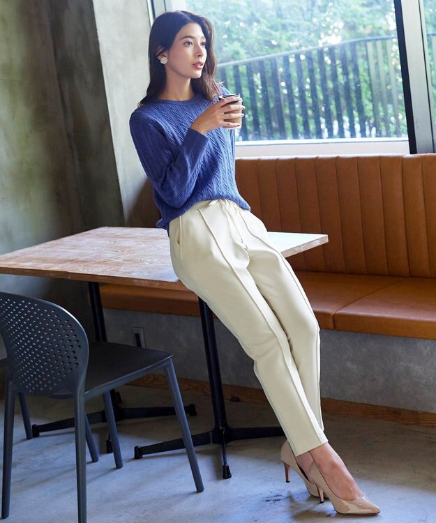 Tiaclasse 【洗える】裏ベロアジョーゼットジョグパンツ オフホワイト