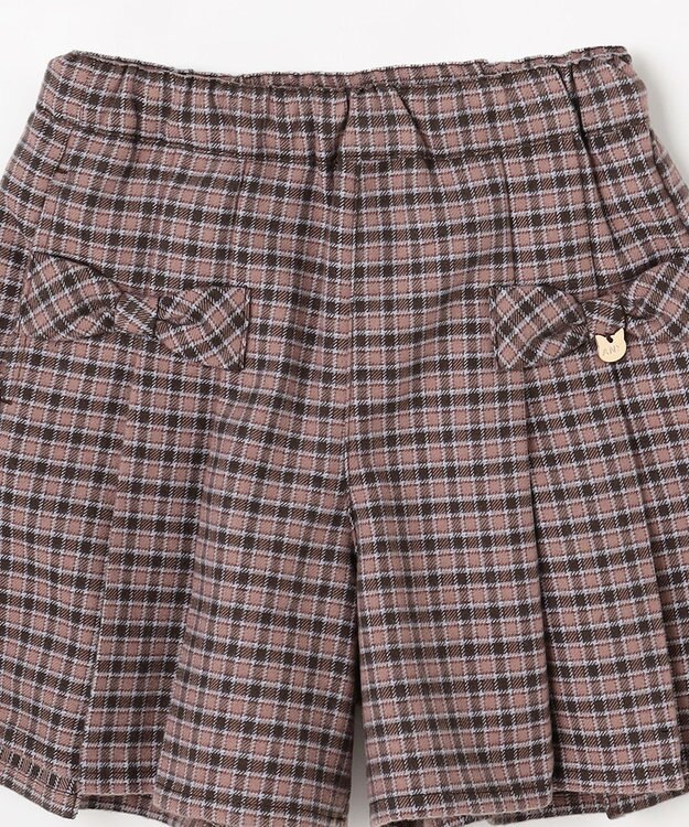 ANY KIDS チェック柄 ショートパンツ ブラウン×チェック
