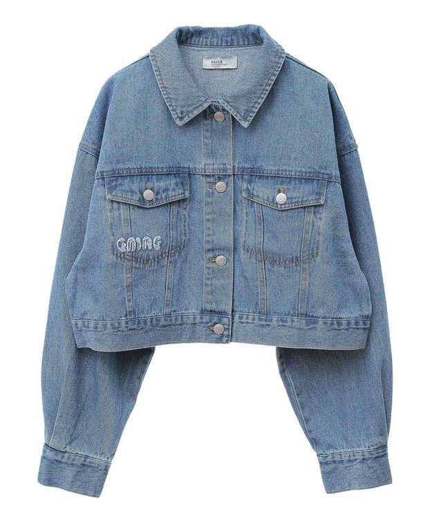 earth music&ecology フリンジロゴショート丈Ｇジャン Indigo