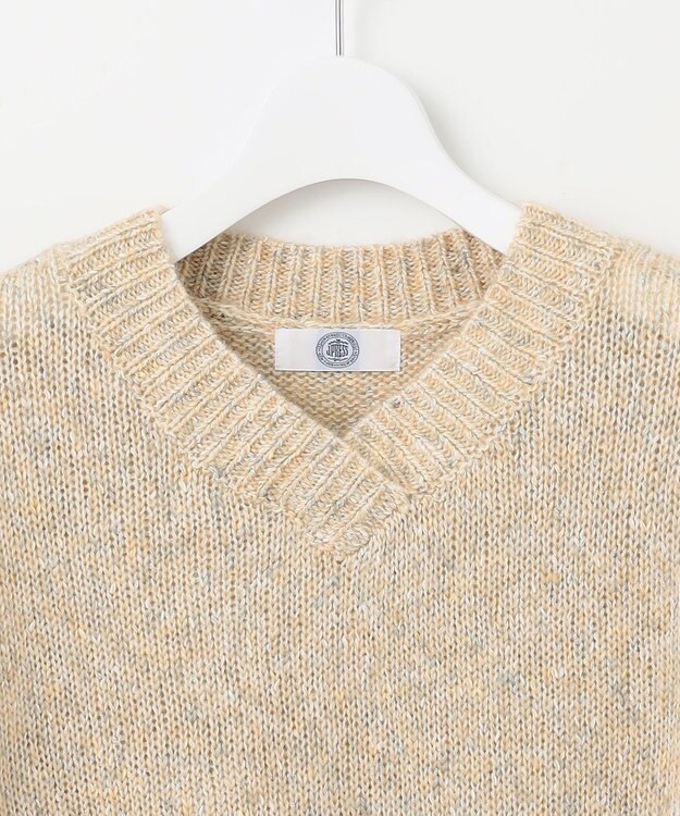 J.PRESS LADIES 【洗える】WARMY LUREX Vネック ニット ベージュ系