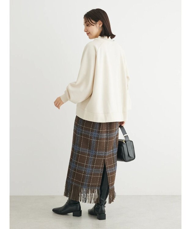 Green Parks 裏起毛ニットリブドッキングプルオーバー Light Beige