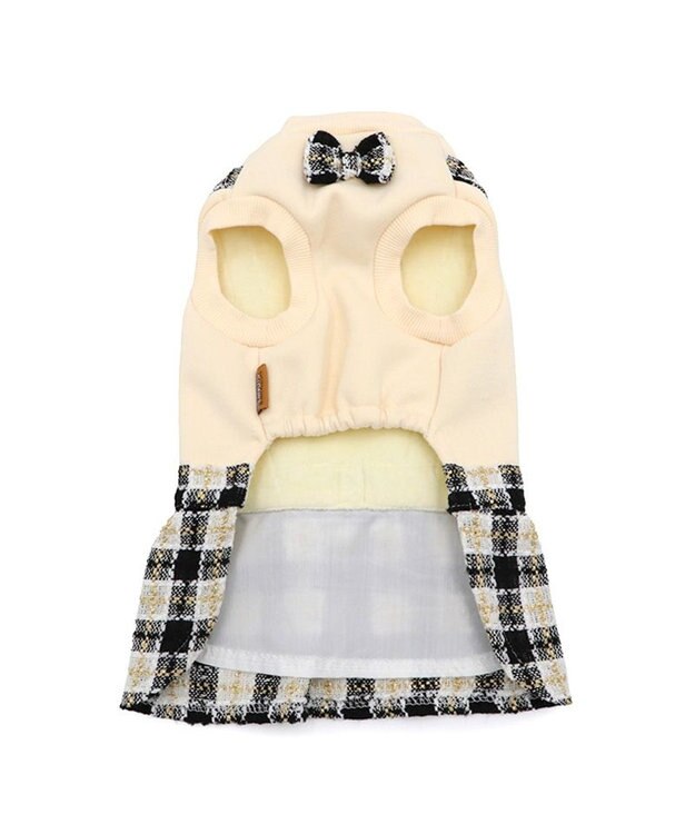 PET PARADISE スヌーピー 黒ツイード スカートつなぎ  小型犬 ホワイト×ブラック