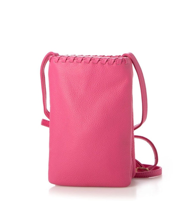 UNBILLION perche 牛革ソフト3層かがりショルダーバッグ ピンク