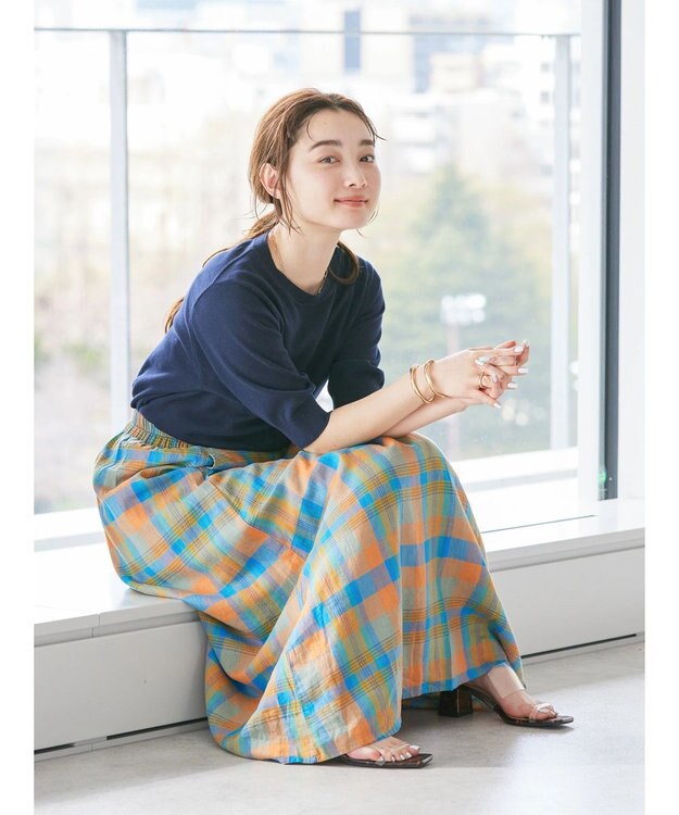 AMERICAN HOLIC ラップ風チェックスカート Orange