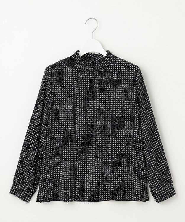 J.PRESS LADIES 【洗える】ポリエステルスエード変形ドットプリント ブラウス ネイビー系5