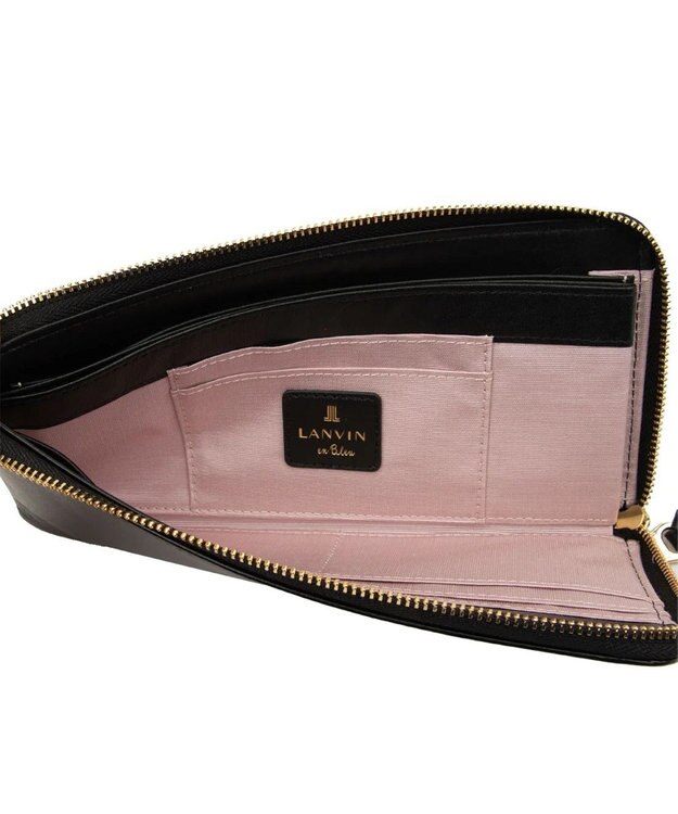 LANVIN en Bleu ペアル 薄マチLファスナー長財布 ブラック