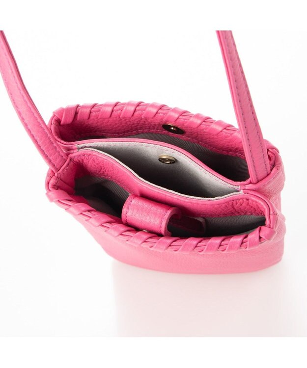 UNBILLION perche 牛革ソフト3層かがりショルダーバッグ ピンク