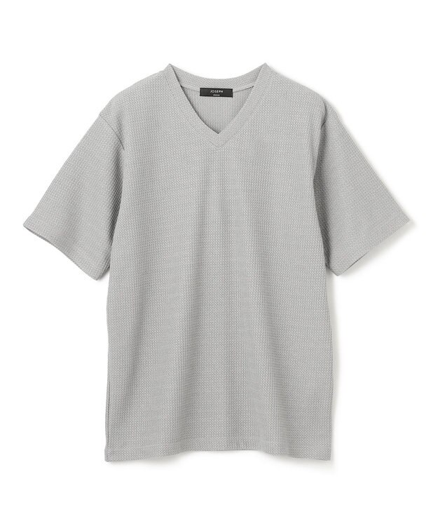 JOSEPH HOMME 新素材【清涼感】メランジクロスジャージー　Vネック半袖カットソー ライトグレー系