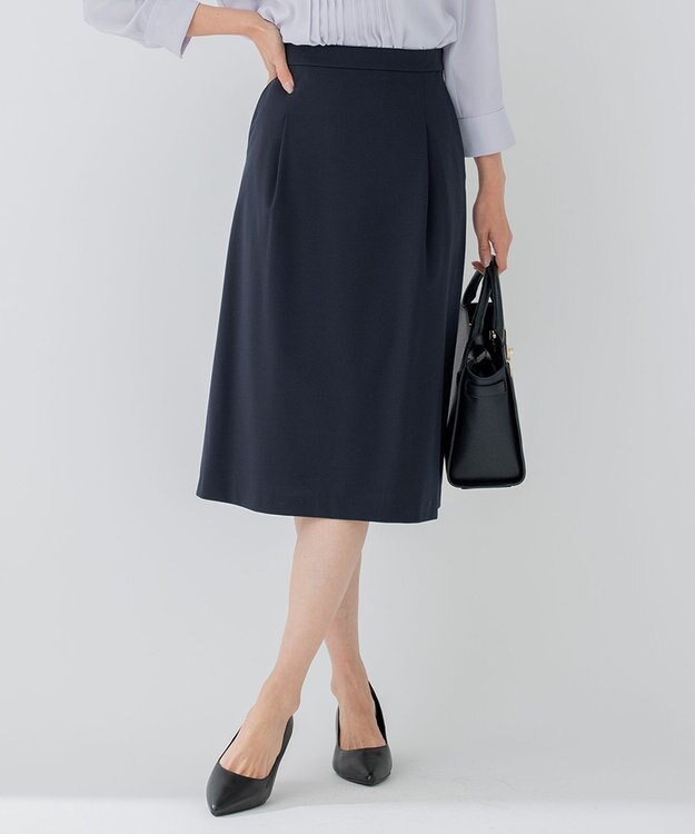 23区 【セットアップ対応/洗える】ストレッチポンチ スカート ネイビー系