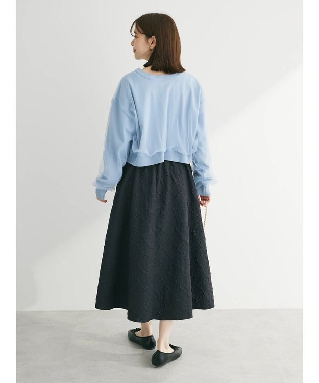 Green Parks ・ｆｕｒｒｙ　ｒａｔｅエンボスサイドタックフレアスカート Black