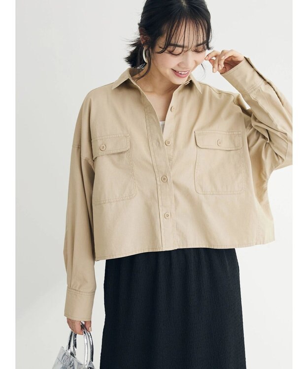 Green Parks ショート丈ワイドシャツ Beige