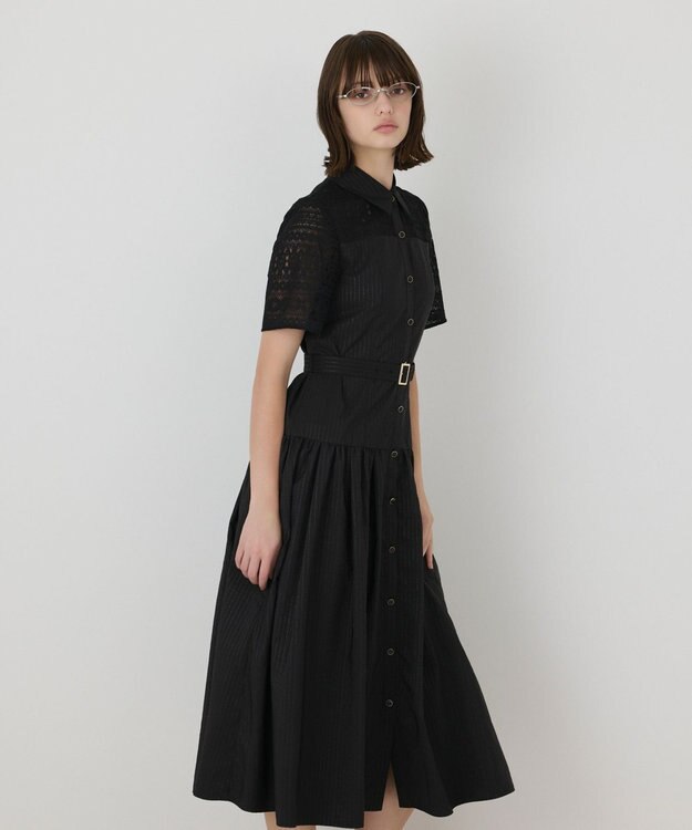 GRACE CONTINENTAL レースドッキングフレアワンピース ブラック