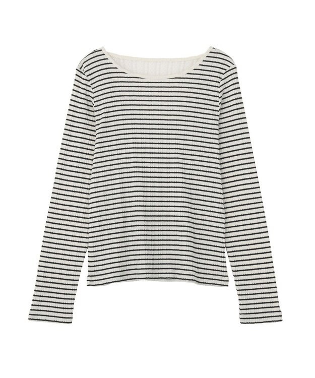 earth music&ecology ランダムチェーンリブバックレースプルオーバー Border