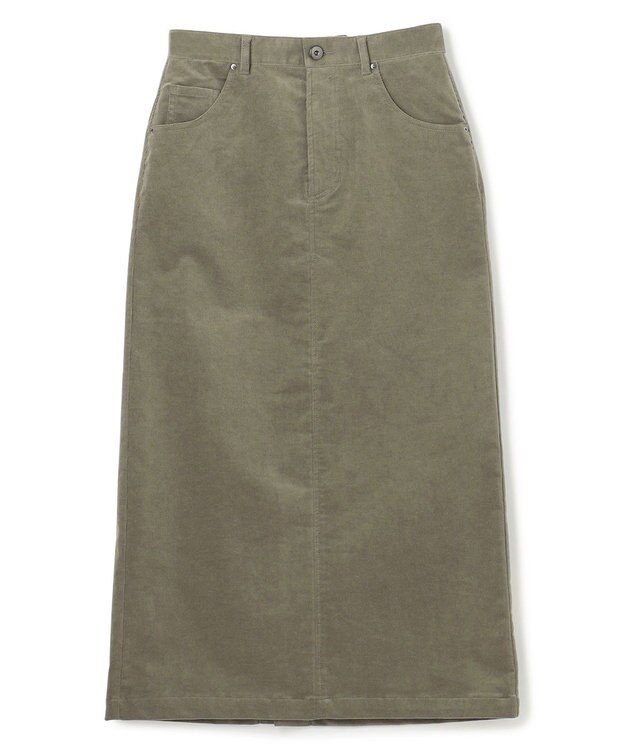 UNFILO ストレッチコーデュロイ Iラインスカート カーキ