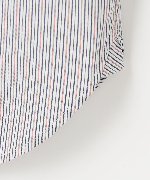 J.PRESS LADIES L 【洗える】BEZ ドビーストライプ シャツカラー ブラウス ネイビー×ピンクストライプ系