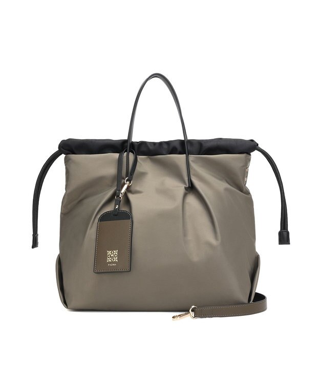 style code 【PADMA/パドマ】カードケース付　ナイロン巾着トートバッグ カーキ