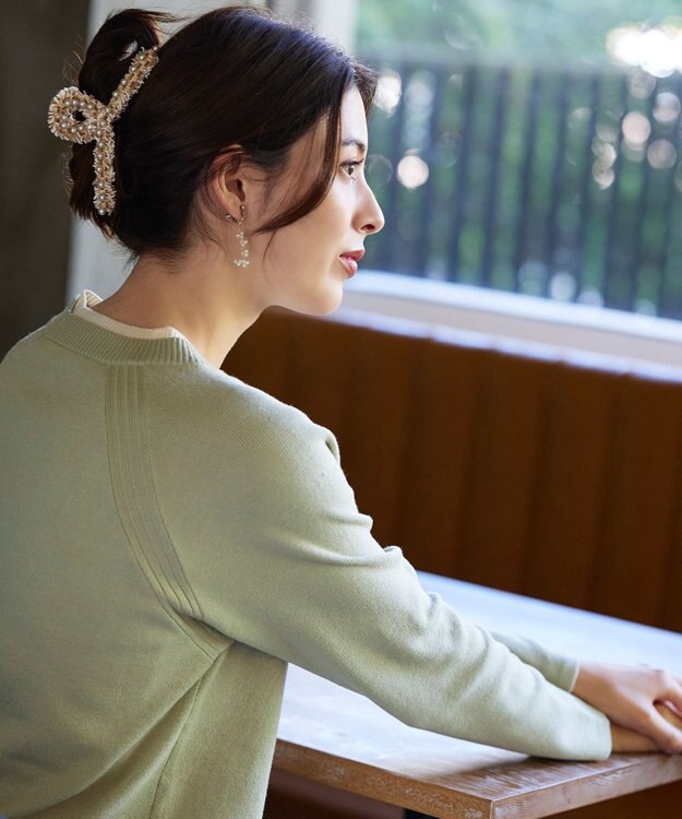 Tiaclasse ツイードパールクリップ ベージュ