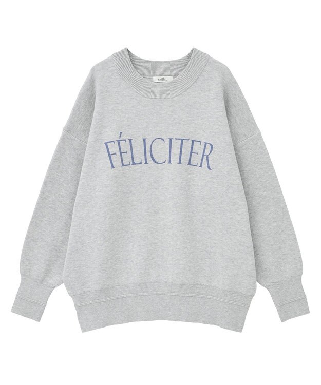 earth music&ecology 【洗濯機洗い可】スウェットライクロゴニットプルオーバー 杢グレー