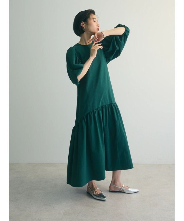 Green Parks armonia.ボリュームギャザーワンピース Green