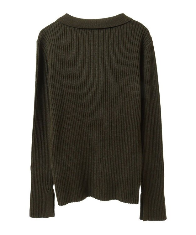 CRAFT STANDARD BOUTIQUE 襟付きニットコンパクトカーディガン Green