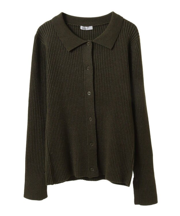 CRAFT STANDARD BOUTIQUE 襟付きニットコンパクトカーディガン Green