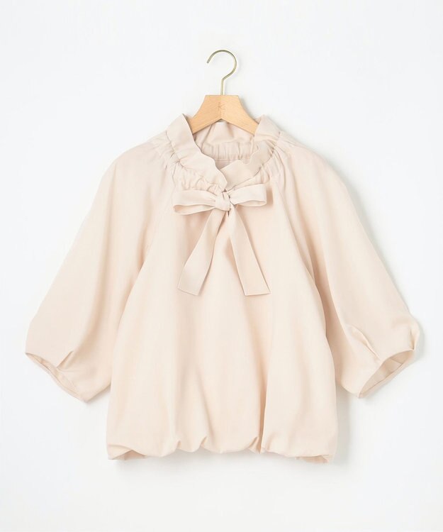 組曲  ギャザーリボン バルーンブラウス グレージュ系