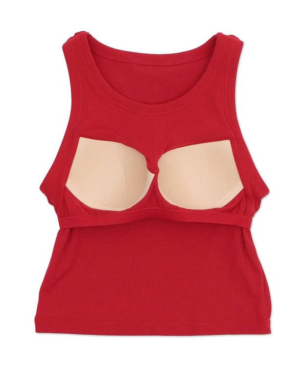 WEGO 【カップ付きインナー/SMサイズ展開】なちゅ盛れカップインアメスリタンク レッド