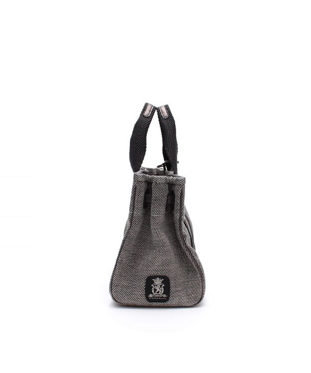 A.D.M.J. リネンラメクロス/前金具付トート32cm(Dカン＋) BLACK