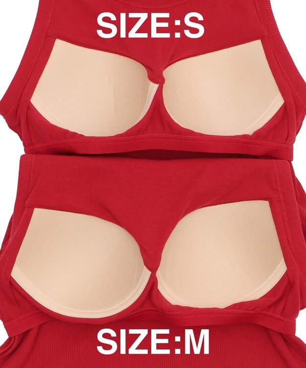 WEGO 【カップ付きインナー/SMサイズ展開】なちゅ盛れカップインアメスリタンク レッド