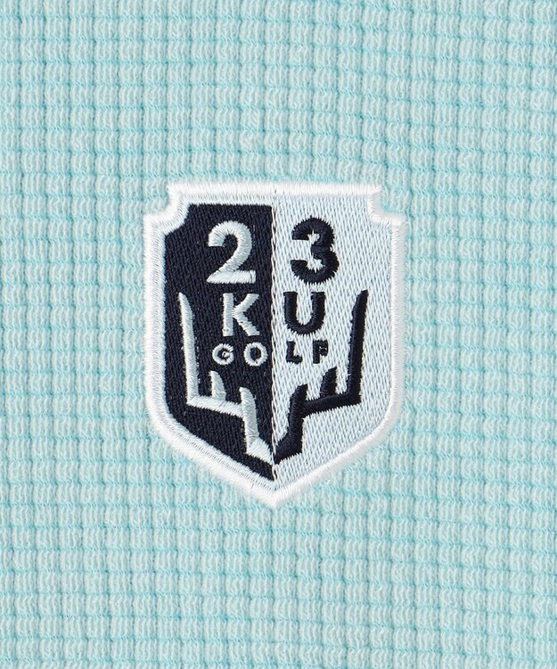 23区GOLF 冬の定番トップス【MEN】【吸湿発熱】グランサーモワッフル モックネックシャツ スカイブルー系