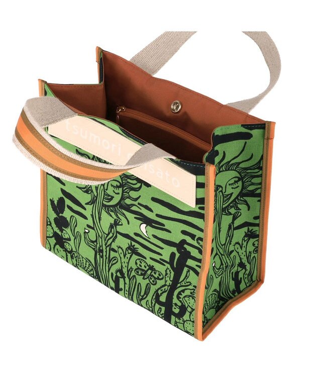 tsumori chisato CARRY サボテンと太陽 トートバッグ　Sサイズ グリーン