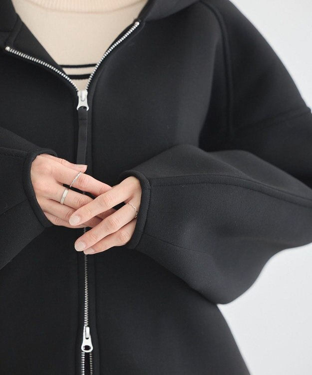 earth music&ecology フーディーダンボールジップブルゾン Black