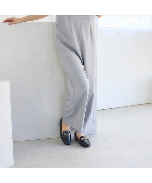 MODE ET JACOMO <noyau>スクエアトゥビット付きヒールローファー ブラック