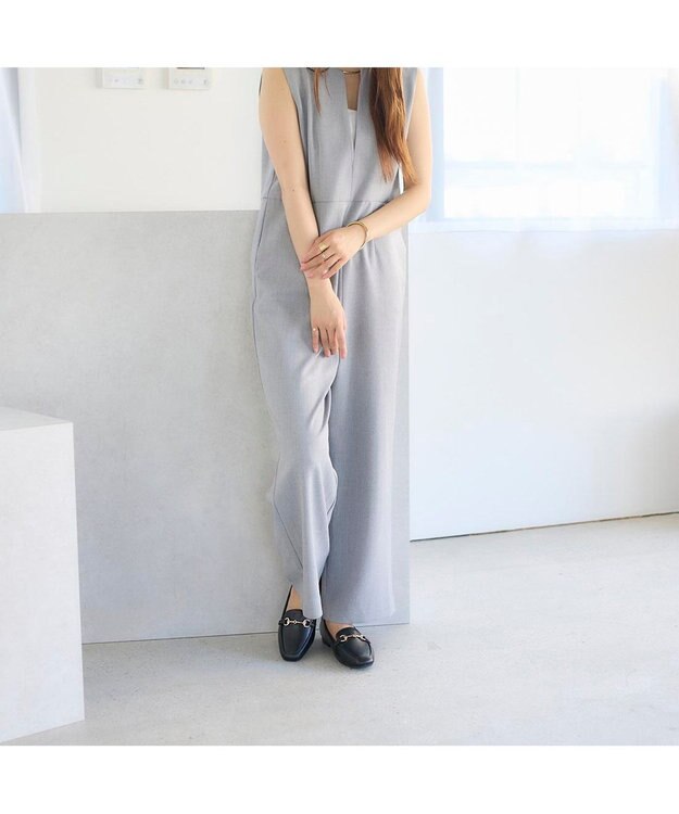 MODE ET JACOMO <noyau>スクエアトゥビット付きヒールローファー ブラック