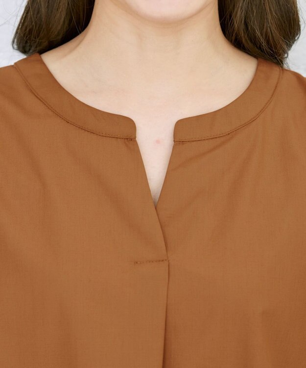 Tiaclasse L 【洗える】ギャザーパフスリーブチュニックブラウス ブラウン