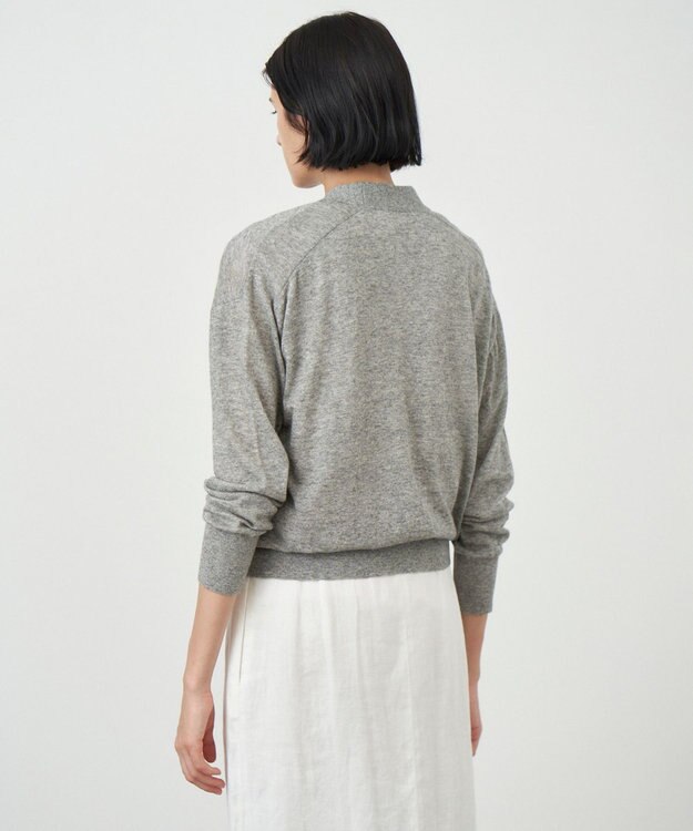 ATON CASHMERE SILK SPUN | Vネックカーディガン TOP GRAY