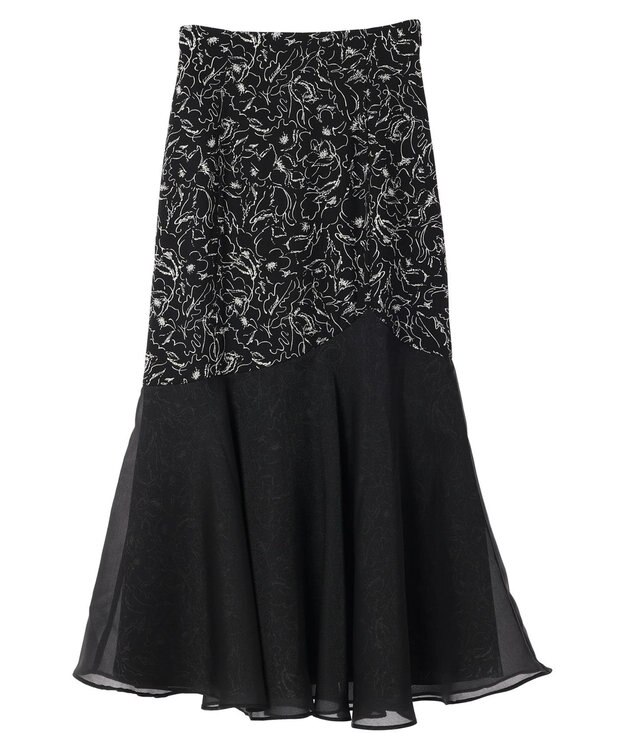 earth music&ecology 切替フラワースカート Black