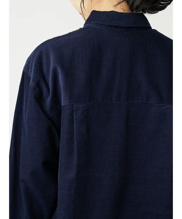 Green Parks 柔らかい細コールシャツ Navy