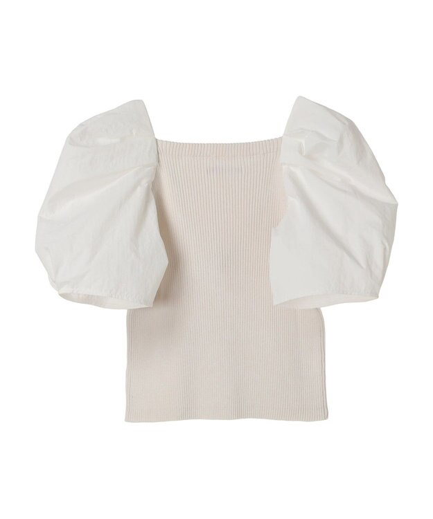 Green Parks ・ＡＮＤ　ＳＥＡＲＣＨ　布帛スリーブニットプルオーバー Off White