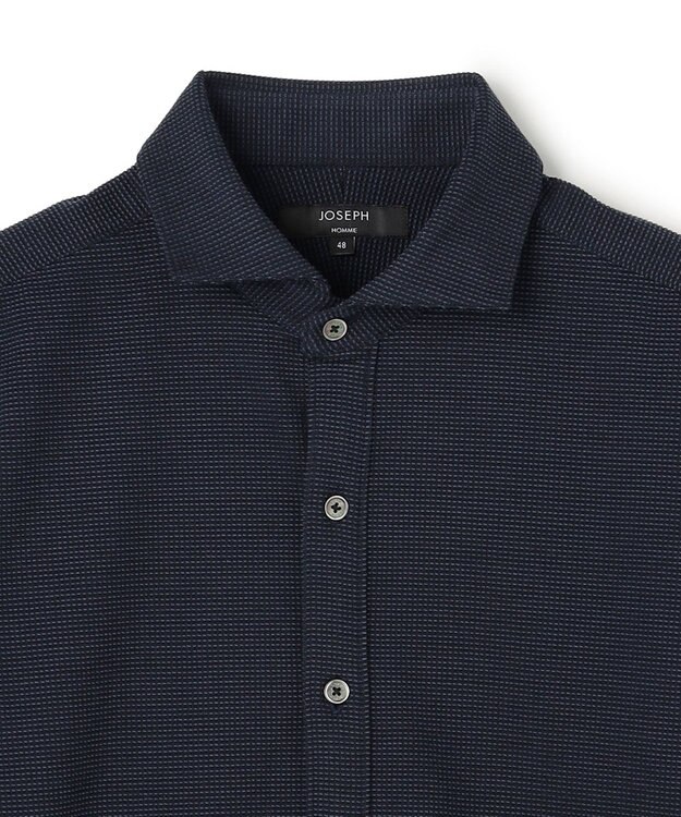 JOSEPH HOMME 【新素材】グリットタックジャージー　ホリゾンタルカラーシャツ ネイビー系