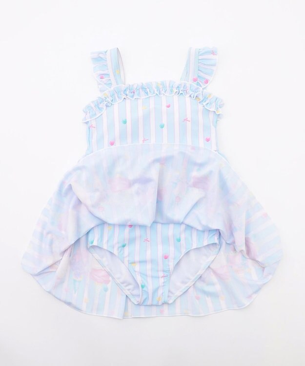 ANY KIDS 【UVカット】フリルワンピース水着 サックスブルー×アイス