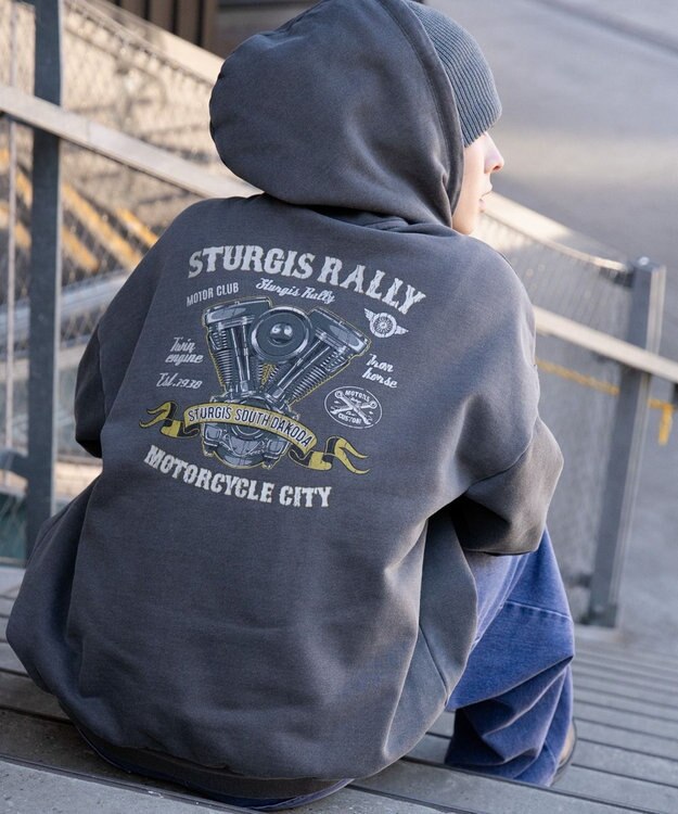 WEGO ピグメントグラフィックプルパーカー 柄3