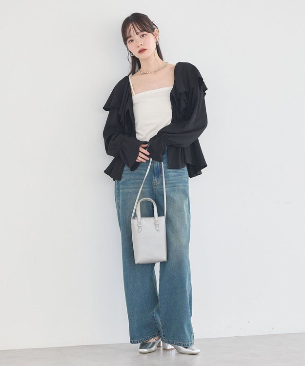earth music&ecology 【予約】ラッフルカラーカットブラウス ブラック