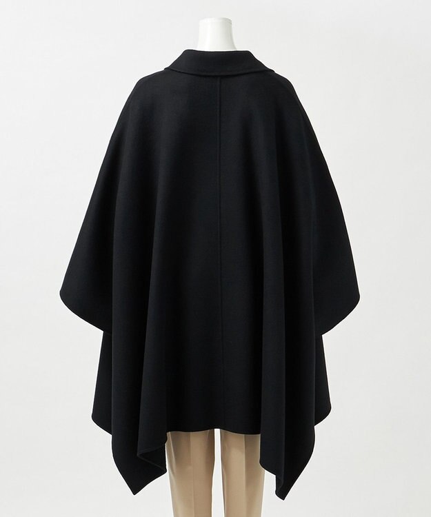 23区 【エステータ】ウールリバー ポンチョ コート ブラック
